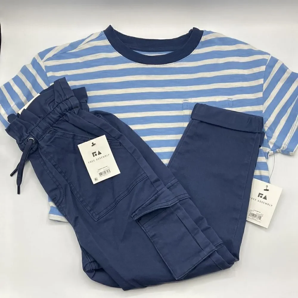 PaperBag Cuffed Cargo Pants & Cropped Short Sleeve T-shirt 2-Piece Set Size 6X